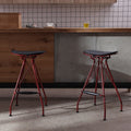 Dark Red 30 Inch Faux Leather Metal Barstool Set of 2 Z391