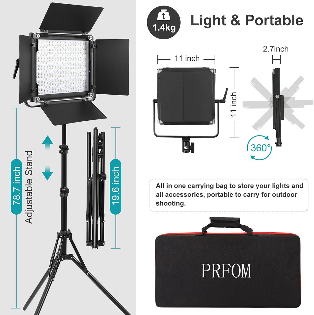 2-Pack RGB LED Video Light Kits with Remote Control 40W Bi-Color Variable CRI 96+ with Stands & Bag R4619