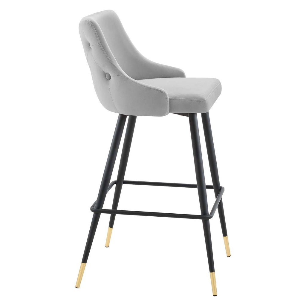 Light Gray Performance Velvet Bar Stool Set of 2 C1998