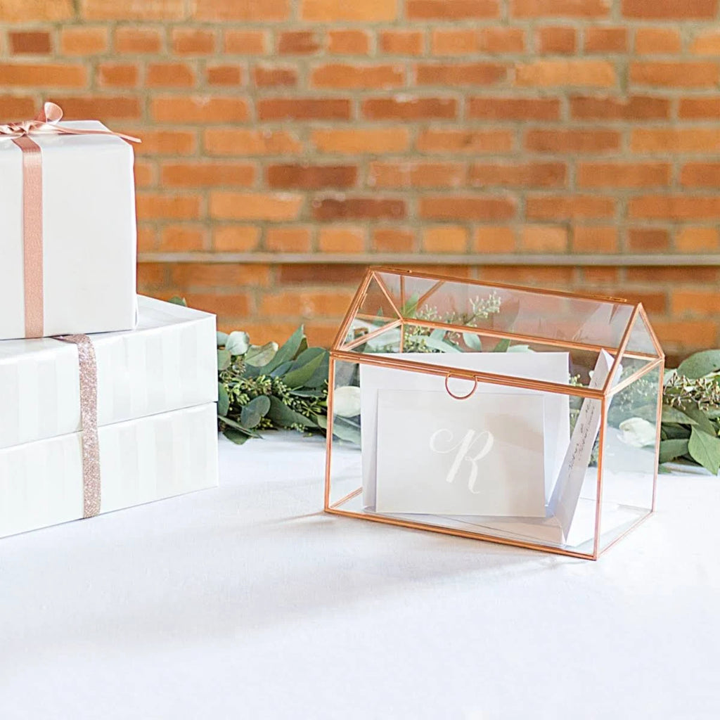 Rose Gold Glass Terrarium Card Holder W4302