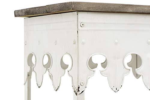 Antiqued White Metal Table with Wood Top Q70139