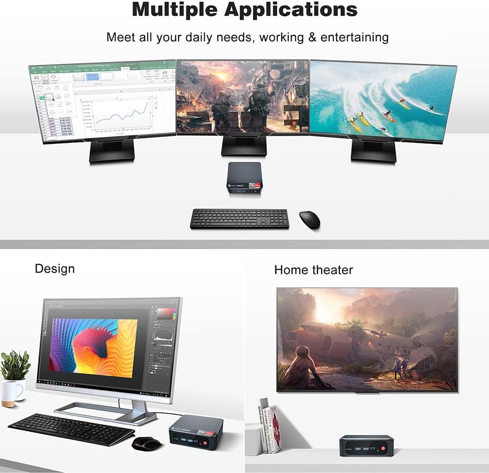 Mini PC AMD Ryzen 7 3750H 16 GB RAM 512 GB SSD Windows 11 Pro Desktop Computer B7608