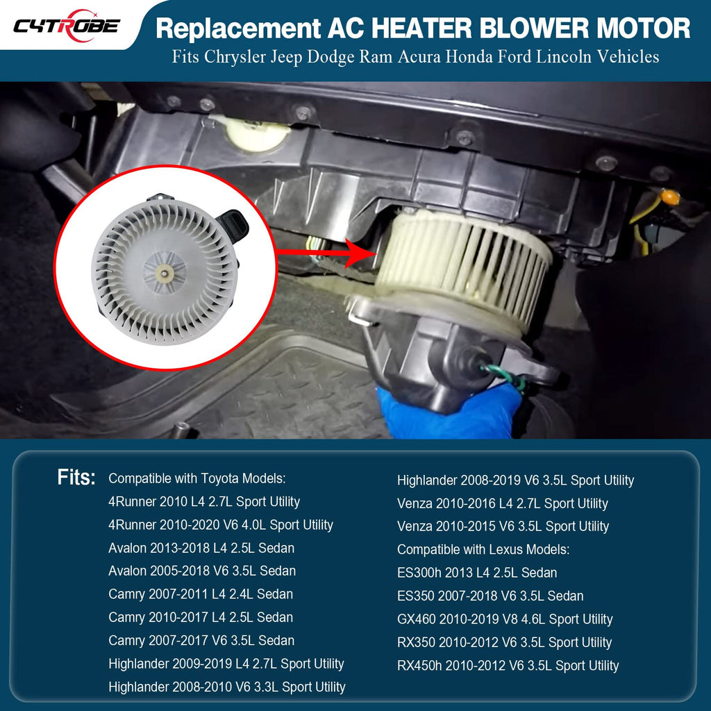 HVAC Heater Blower Motor Compatible with 2007-2020 Toyota Camry Highlander Venza 4Runner Avalon N6094