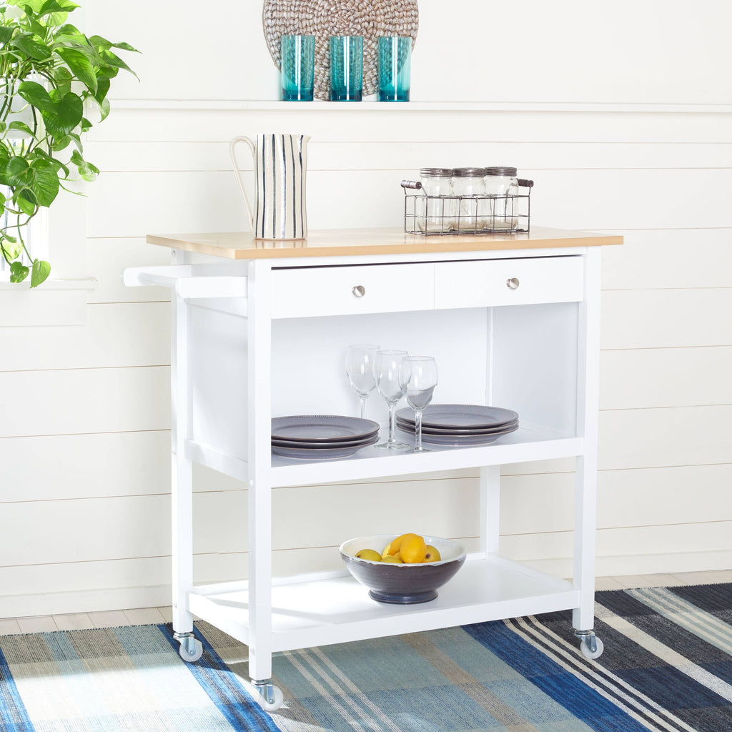 White 2 Drawer 3 Shelf Kitchen Cart C56709