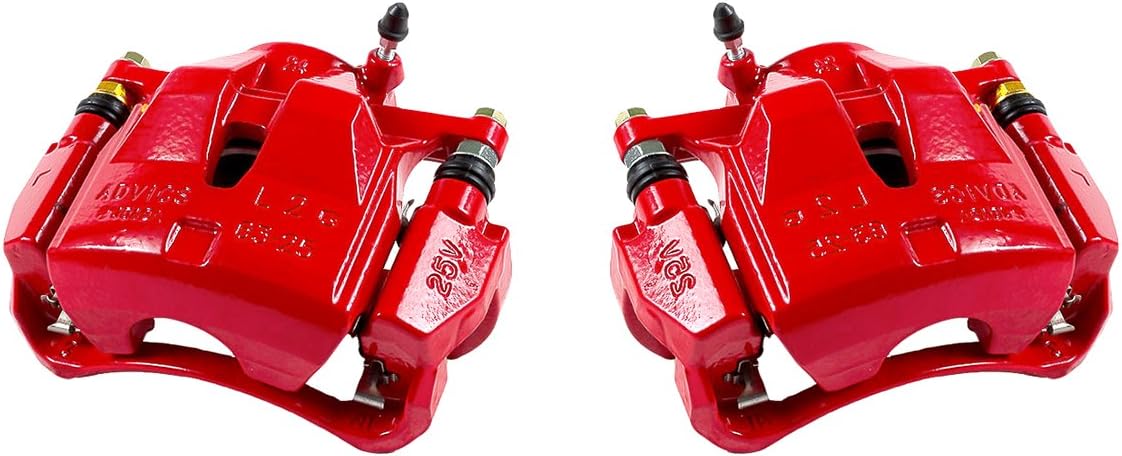 Red Powder Coated Semi-Loaded Caliper Assembly Pair Set B3720