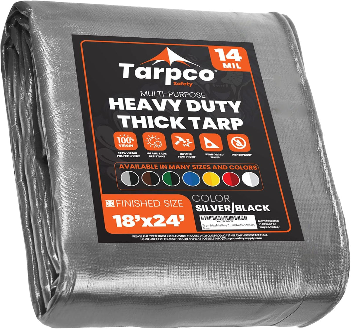 Brown/Black 8′ X 10′ Pack of 2 Waterproof Poly Tarpaulin with Reinforced Edges P139