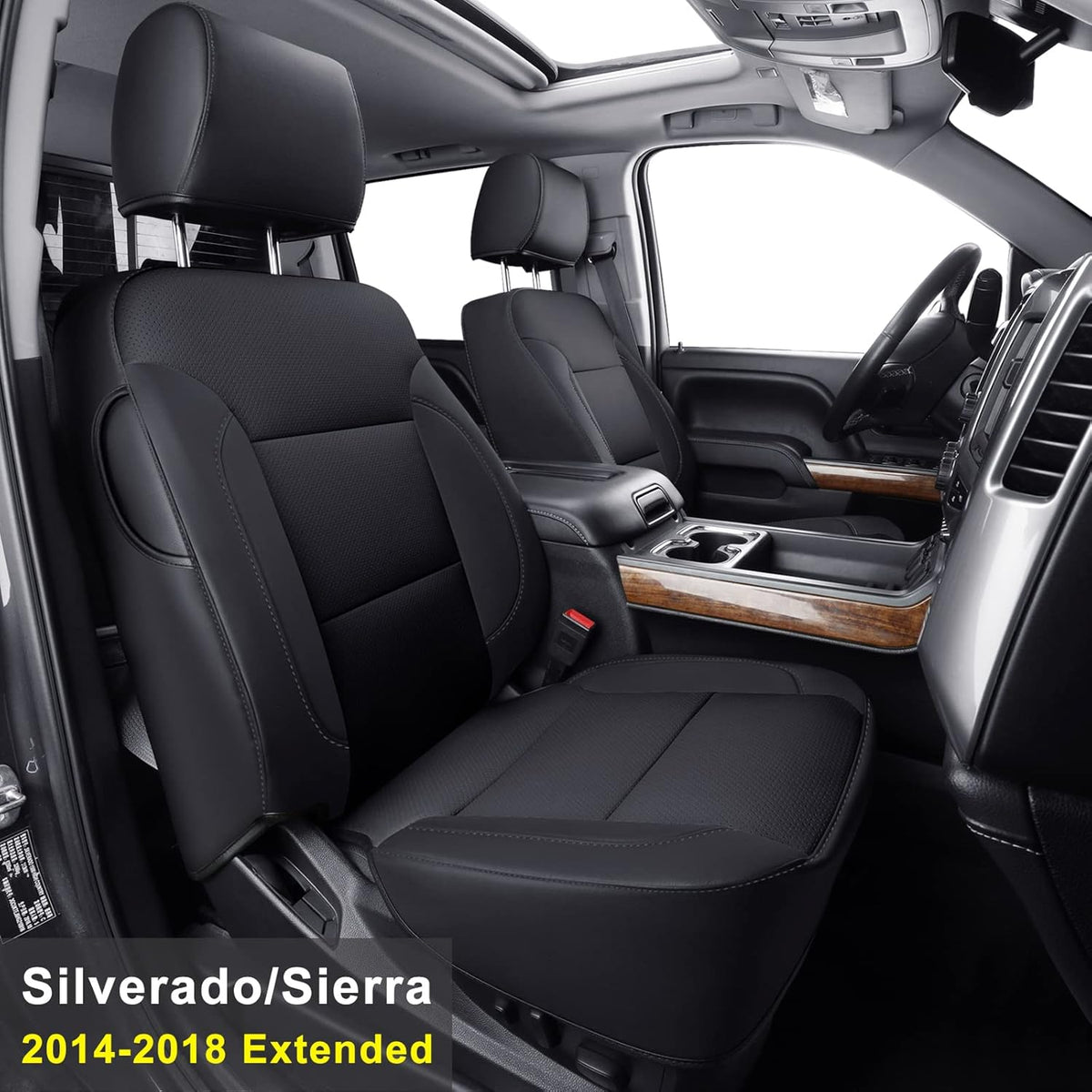Custom Fit Seat Covers for Chevy Silverado Sierra 1500 Crew Cab (Black) D9902