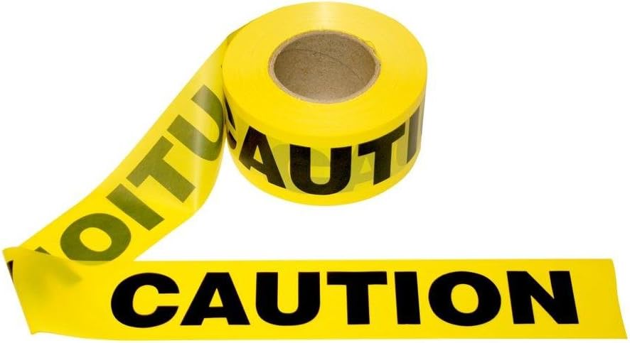 Yellow Caution Barricade Tape, 3 in. x 1000 ft. Roll (Pack of 12) N43336