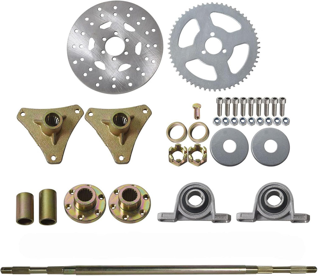 Rear Axle Kit Brake Hub Disc Rotor Chain Sproket for Go Kart Drift Trike Cart H202771