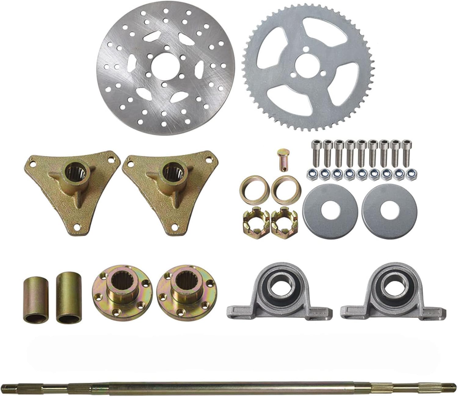 Rear Axle Kit Brake Hub Disc Rotor Chain Sproket for Go Kart Drift Trike Cart H202771
