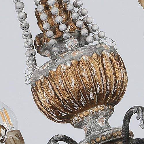 Retro Rustic 6-Light Wood Metal Crystal Candle Style Chandelier B12187