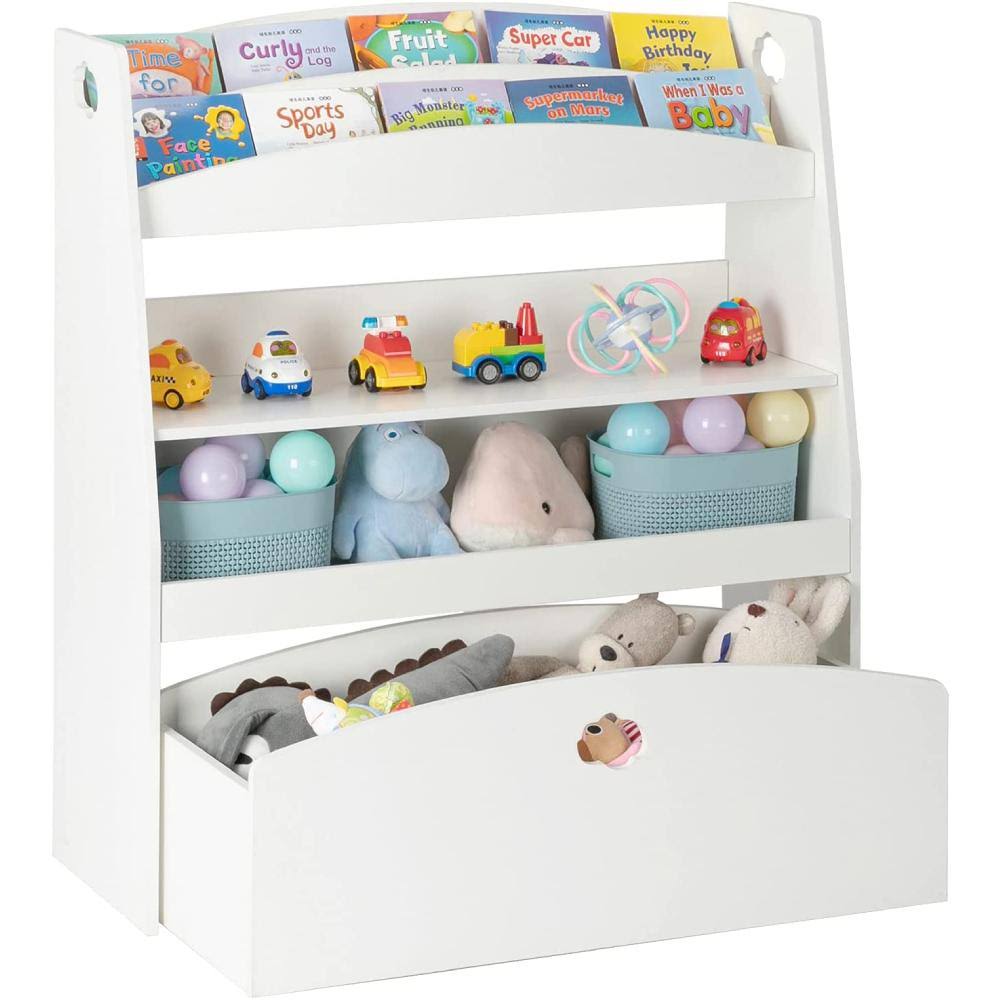 White 4 Shelves Children's Toy and Book Organizer Cabinet O812
