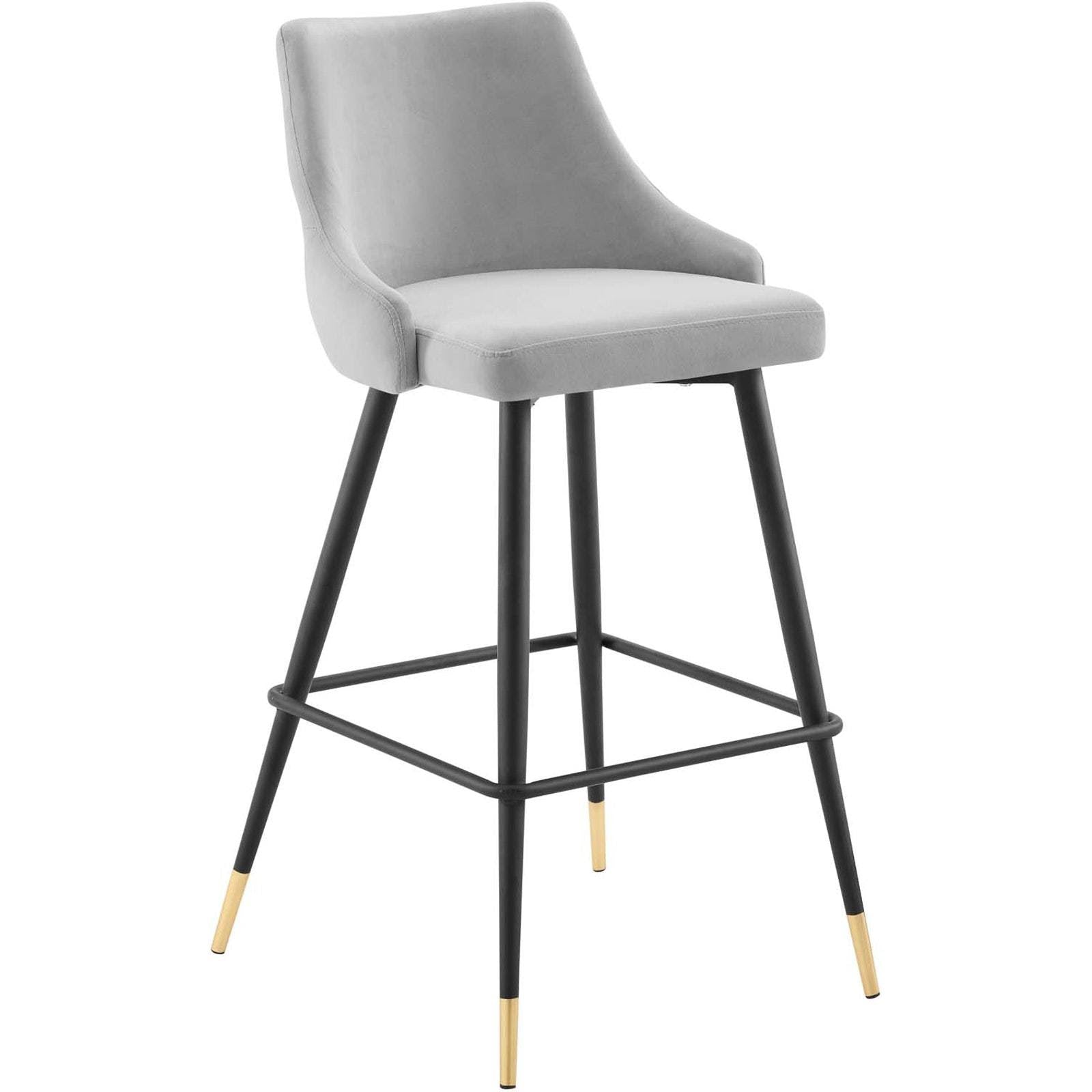 Light Gray Performance Velvet Bar Stool Set of 2 C1998