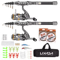 2PCS Telescopic Carbon Fiber Spinning Rod and Reel Combo Set I7691