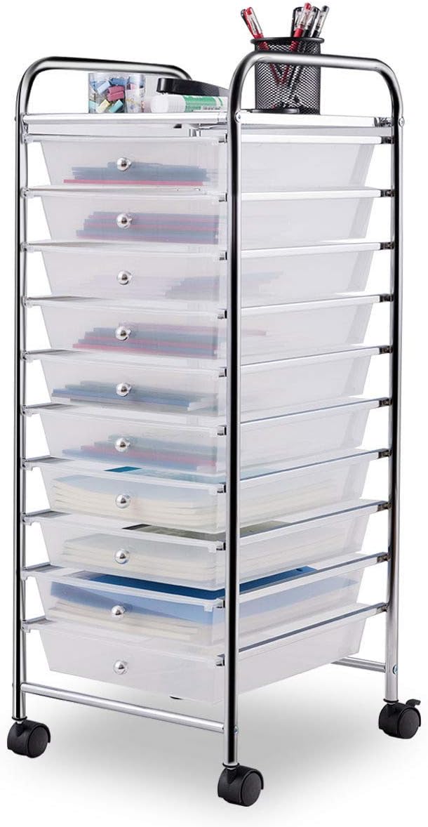 10 Drawer Rolling Storage Cart (Black) F4981