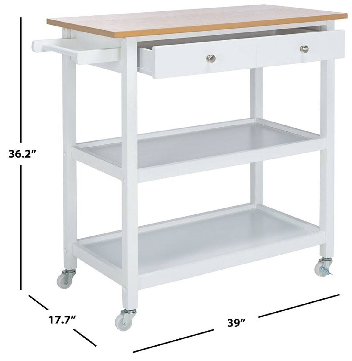 White 2 Drawer 3 Shelf Kitchen Cart C56709