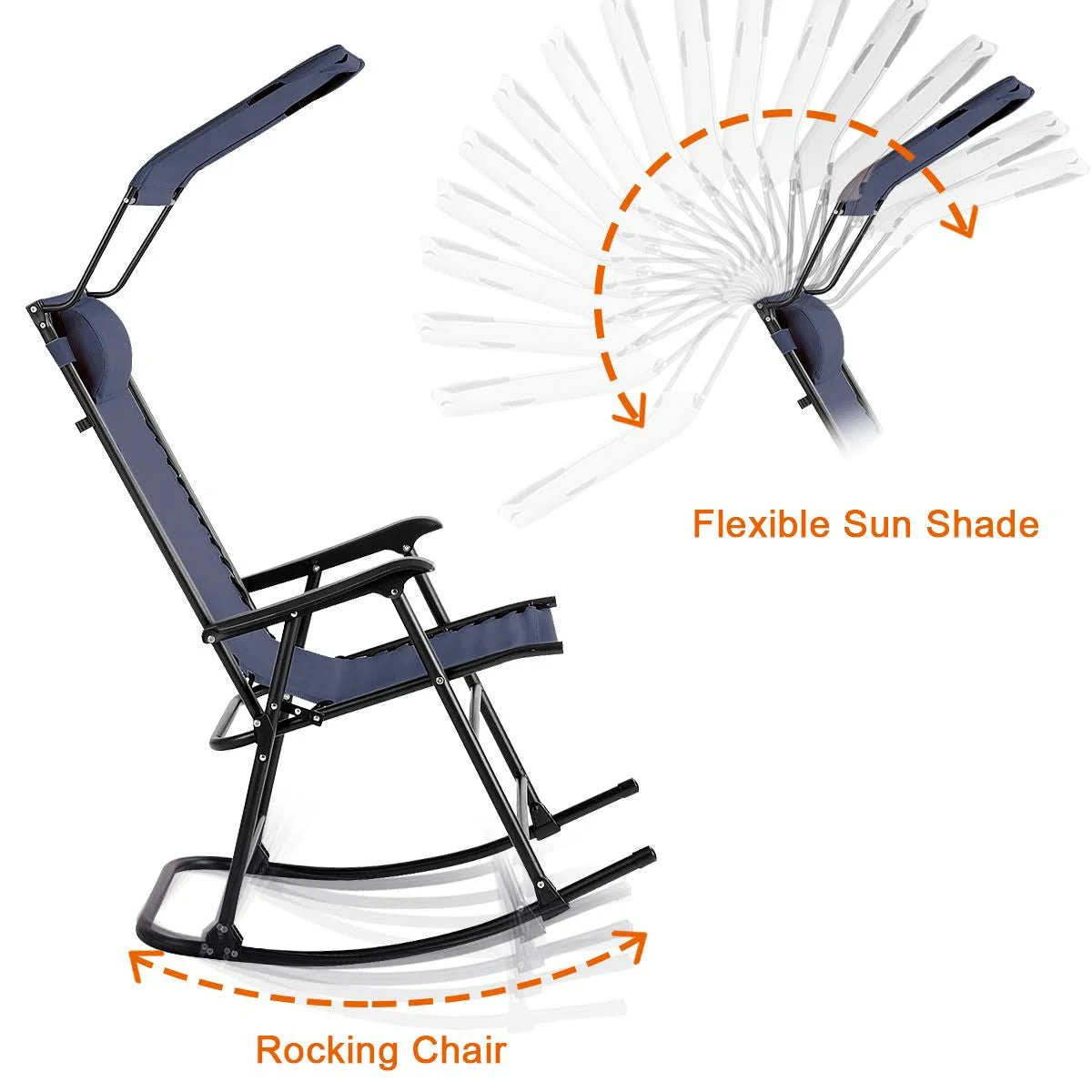 Blue Folding Rocking Chair with Canopy M225186