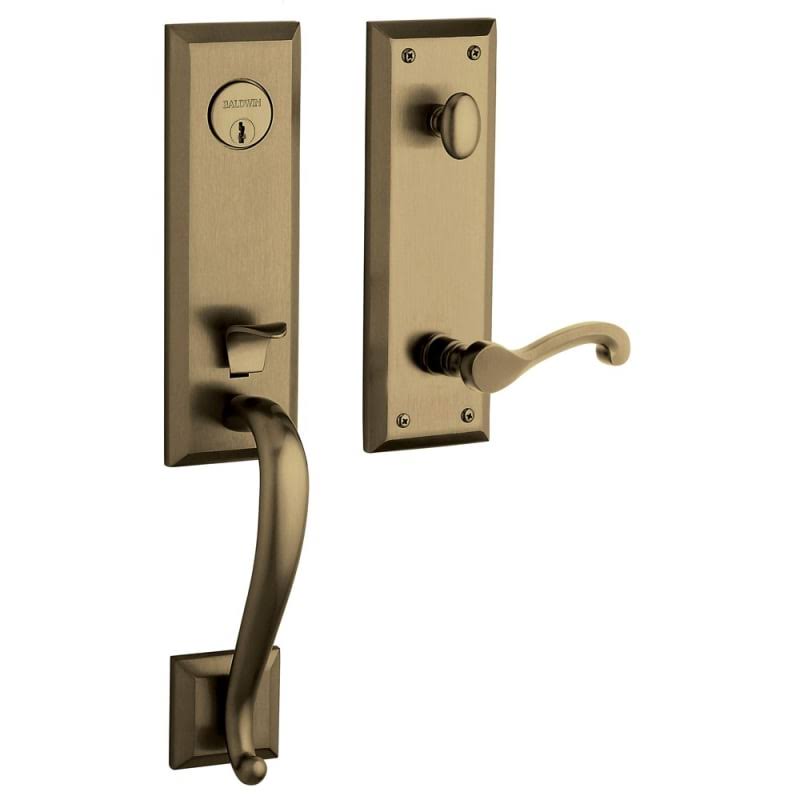 Satin Brass & Black Classic Lever Handleset V33095
