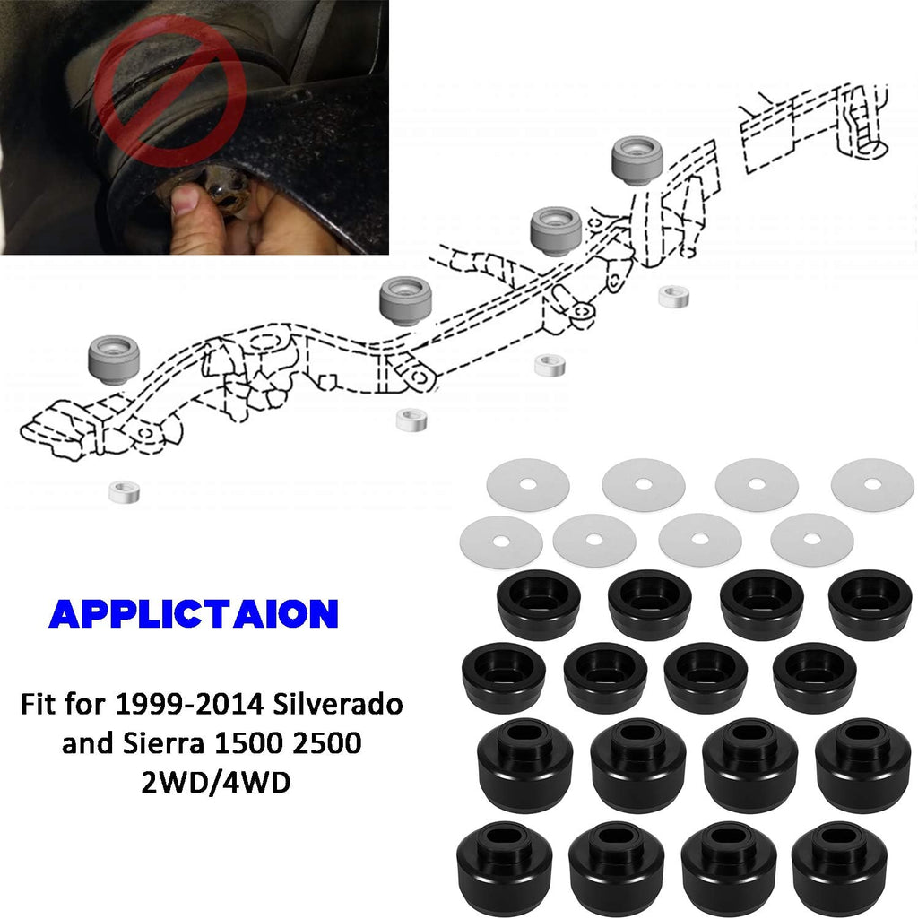 24Pcs Black Polyurethane Body and Cab Mount Bushing Kit Z2666