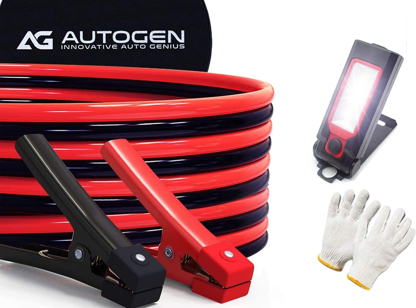 Heavy Duty Jumper Cables 1 Gauge x 25 FT 900Amp with Carry Bag and Safety Gloves G401