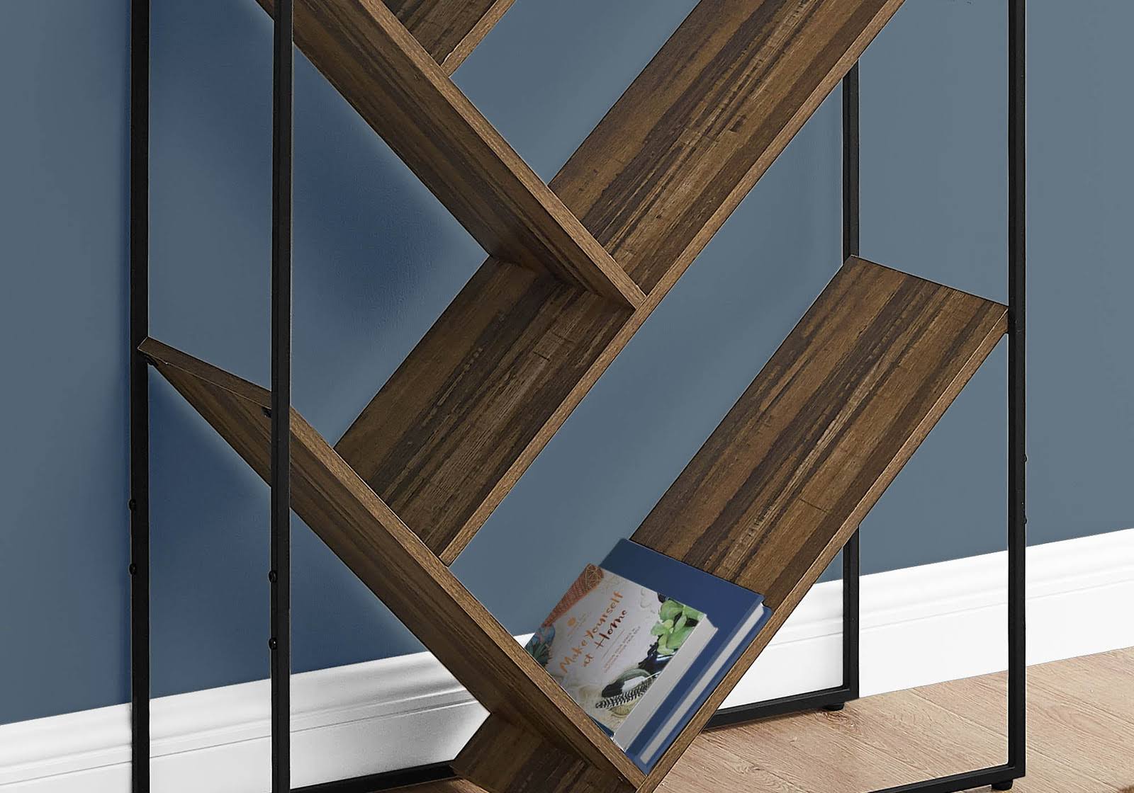 Reclaimed Wood-Look Tall Bookshelf Etagere with 5 Open Shelves C56688