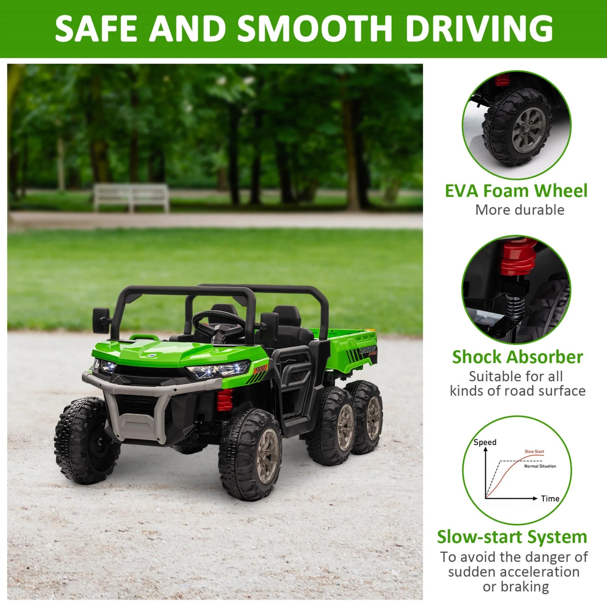 Green 2-Seater Ride on Dump Truck with Remote Control W194