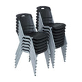 14 Pack Black & Silver Stacking Chairs X9371